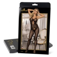 Bodystocking, Keyhole w/Bow, ONE SIZE, BLACK